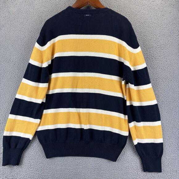 NAUTICA Sweater Mens XXL Blokecore Preppy Old Money Navy Striped 100% Cotton - Picture 9 of 11